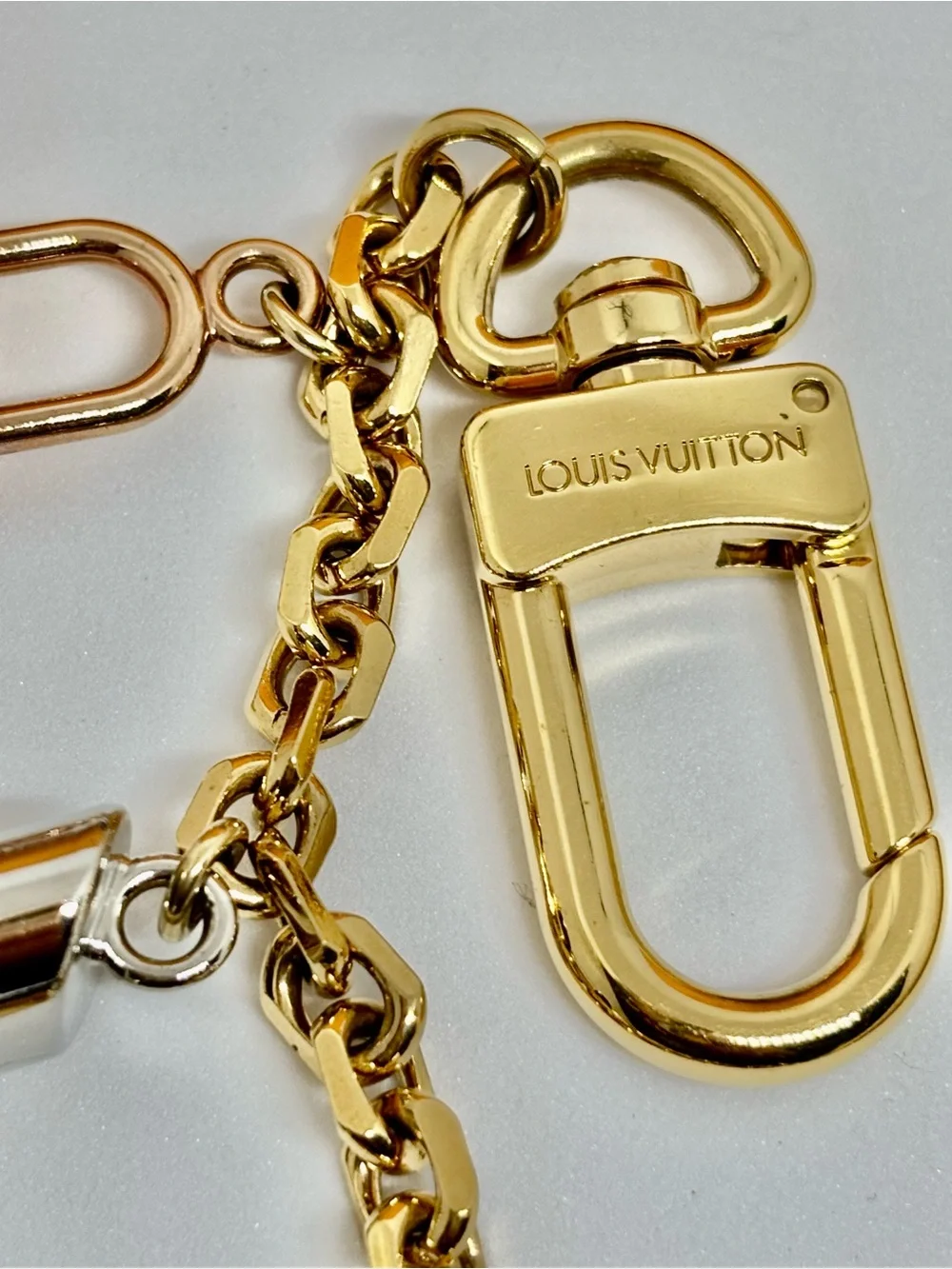 Louis Vuitton Gold & Black Monogram Charm Key Holder
